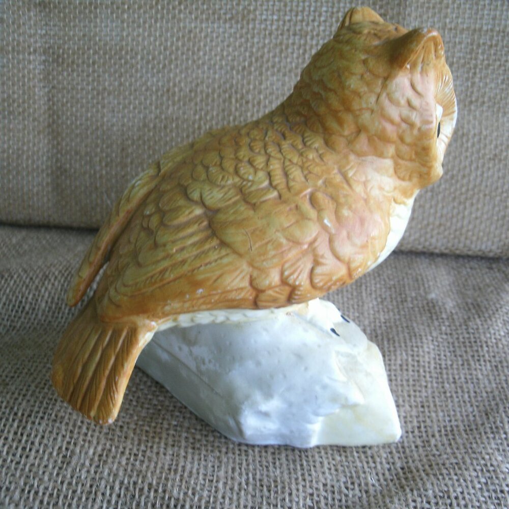 Vintage Homco Owl on Log Porcelain Figurine - Picture 16 of 16